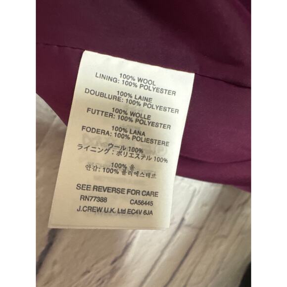 J. Crew Wine Berry Sleeveless Midi Pencil Dress 100% Wool w/Pockets Black Trim 8 - Picture 5 of 5